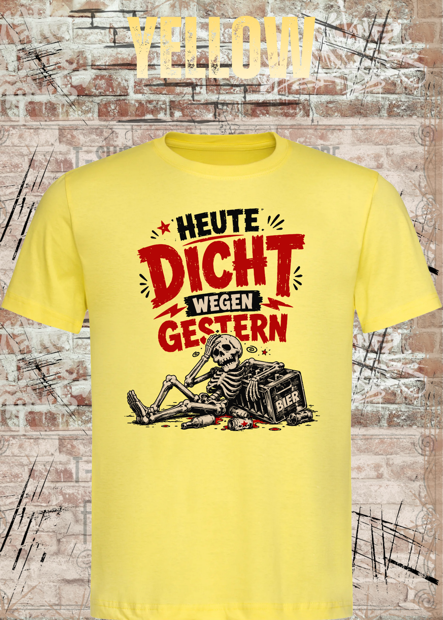 Heute dicht wegen gestern – Lustiges Party T-Shirt mit Skelett