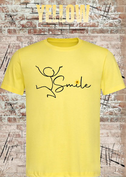 Smile Shirt – Minimalistisches Unisex T-Shirt mit Positive Vibes Design in Yellow.