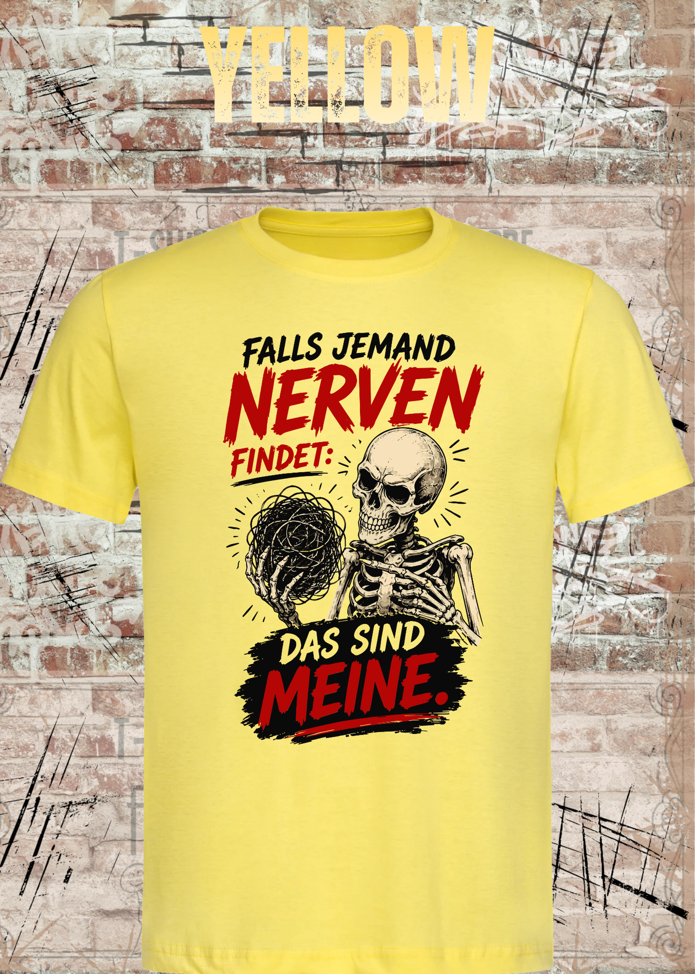 Falls jemand Nerven findet – Lustiges Skelett Unisex T-Shirt