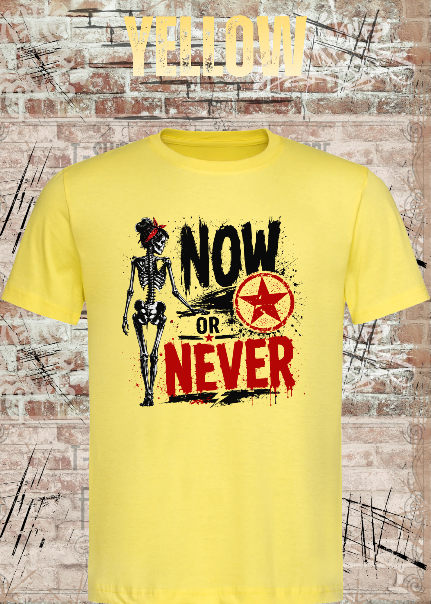 Now or Never Shirt – Rockiges Unisex T-Shirt mit Totenkopf & Vintage Grunge Design