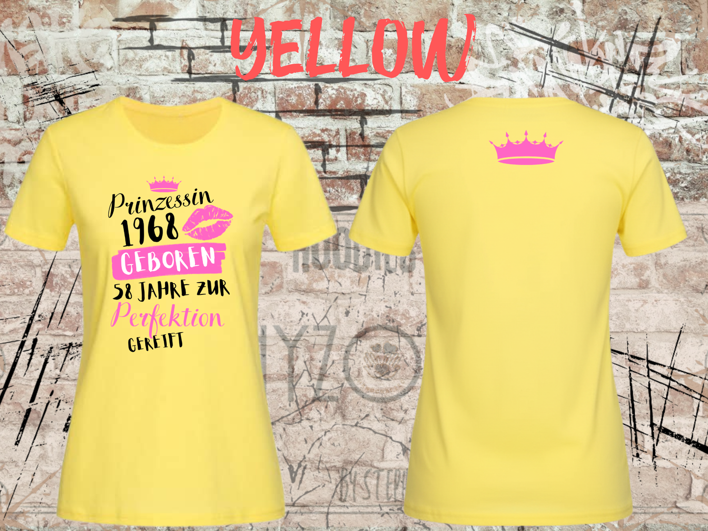 T-Shirt Prinzessin 1968 - 58 Jahre zur Perfektion gereift - Personalisierbar mit Geburtsjahr & Alter
