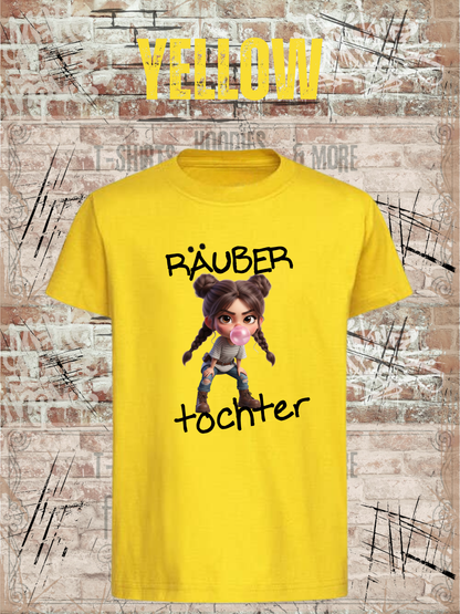 Kinder-T-Shirt „Räuber Tochter“ in Yellow.