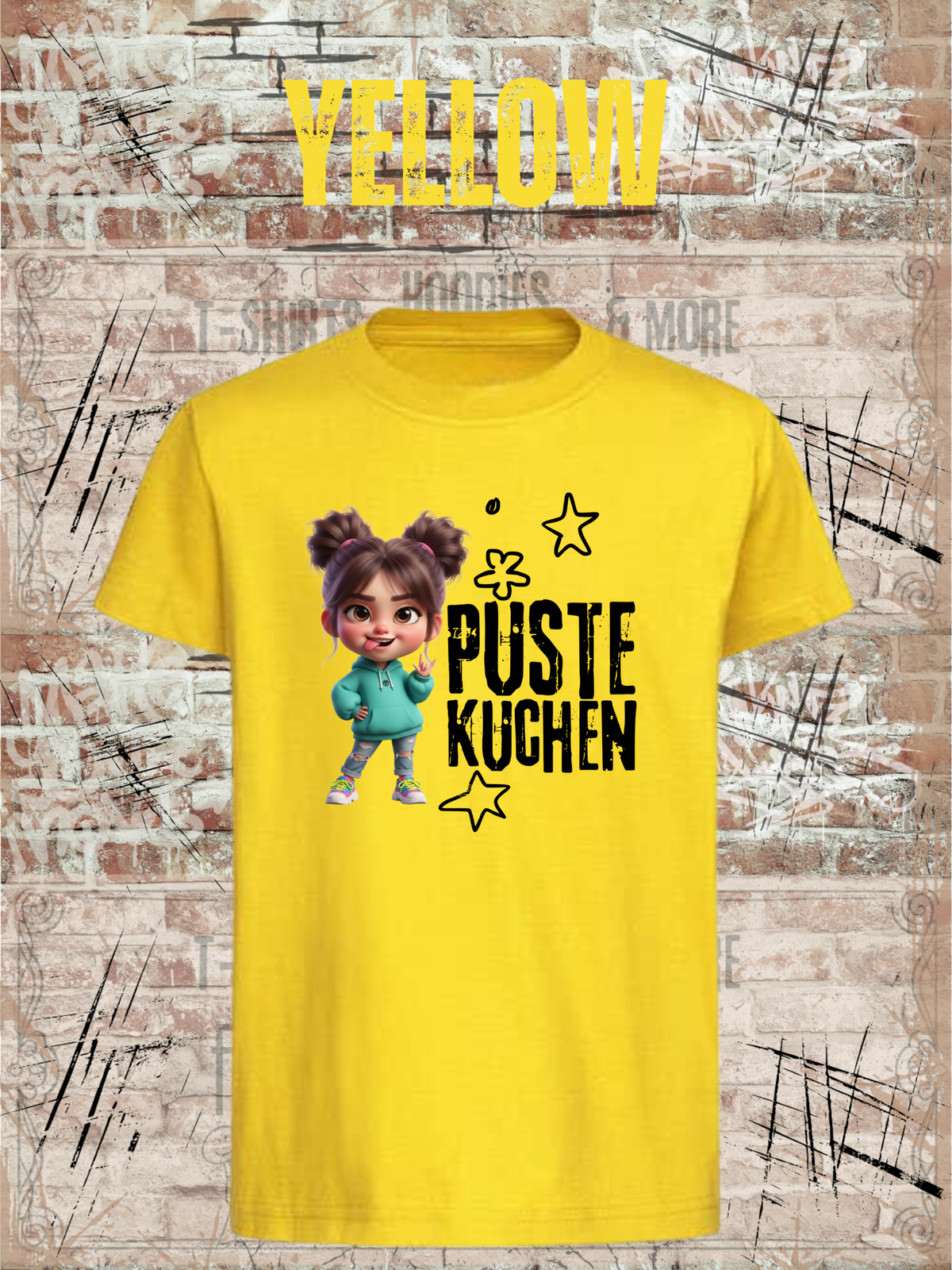 Kinder-T-Shirt „Pustekuchen!“ in Yellow.