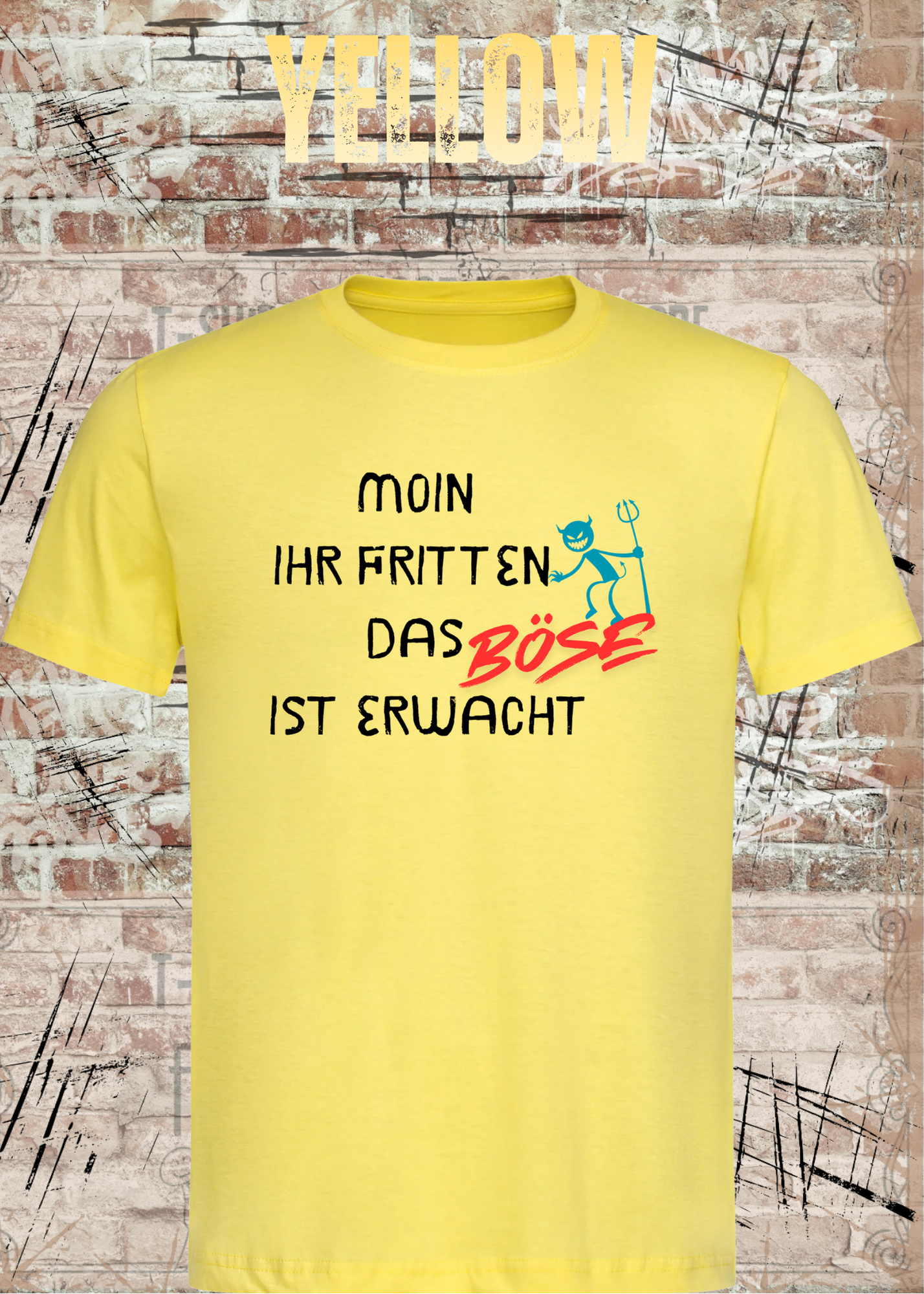 Moin Ihr Fritten das Böse ist erwacht T-Shirt – Lustiger Morgenmuffel Spruch Unisex