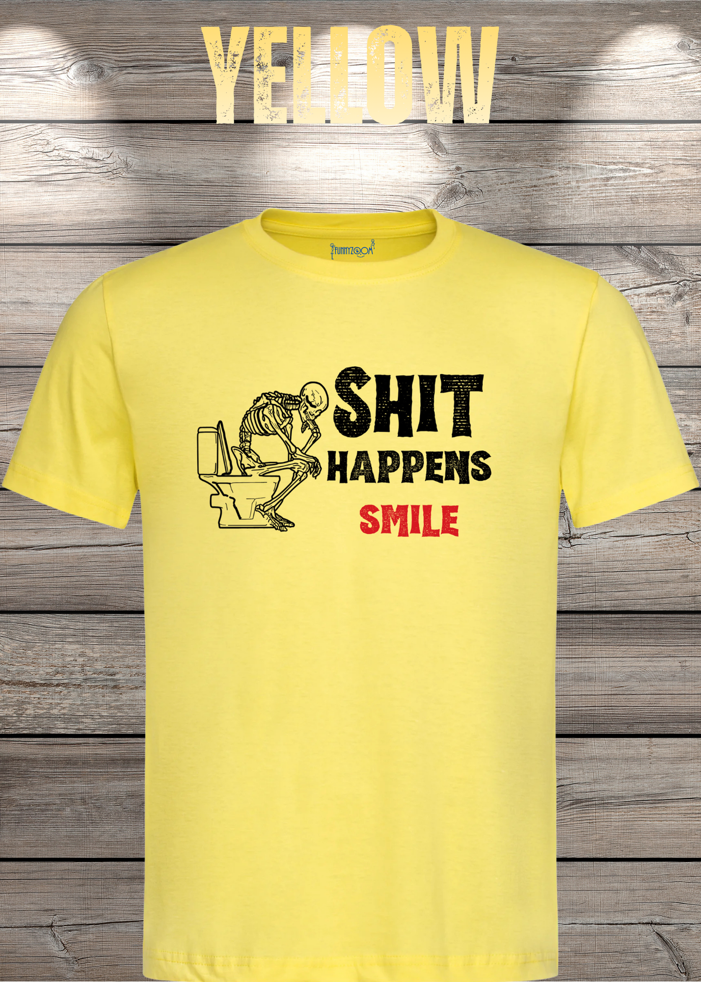 T-Shirt 'Shit happens smile' - Skelett Design - Witziges Spruch T-Shirt Unisex - Geschenkidee