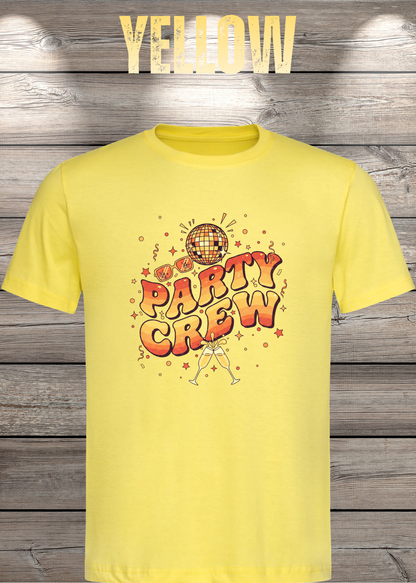 Unisex-T-Shirt „Party Crew“ in Yellow.