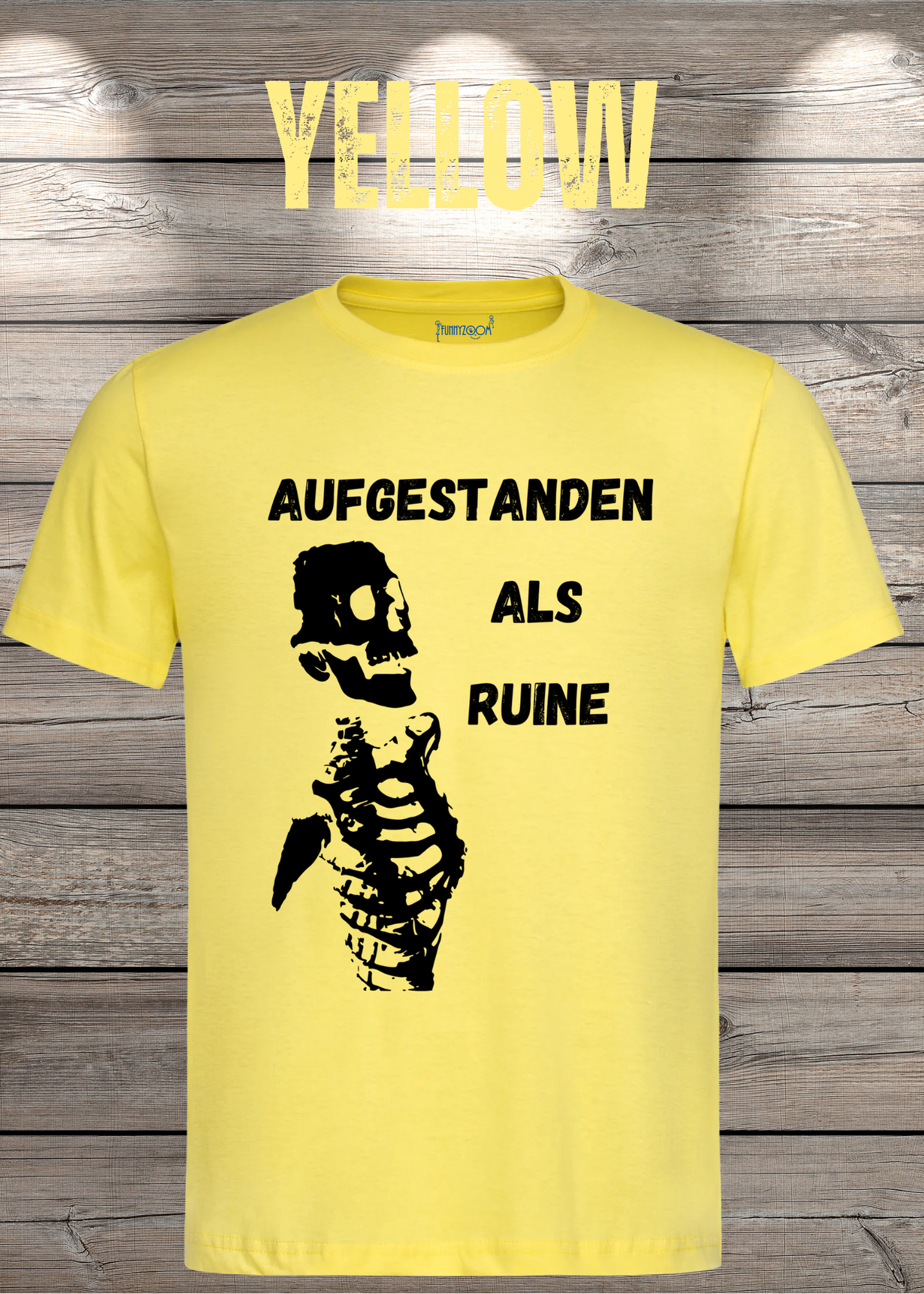 Aufgestanden als Ruine T-Shirt – Lustiges Skelett Shirt für Morgenmuffel