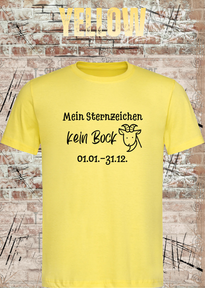 Mein Sternzeichen Kein Bock T-Shirt in Yellow.