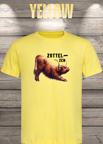 Unisex-T-Shirt „Zottel-Zen“ in Yellow.