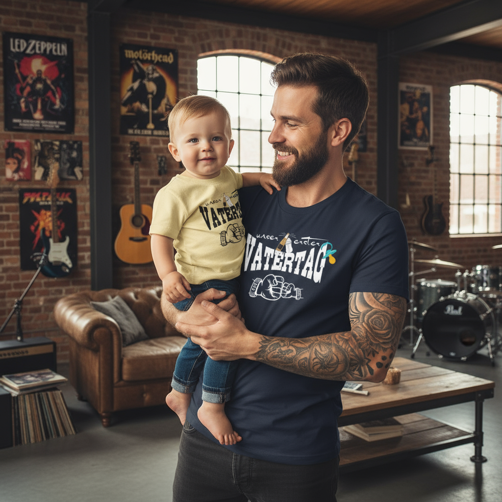 Baby-Junge mit Rocker-Papa