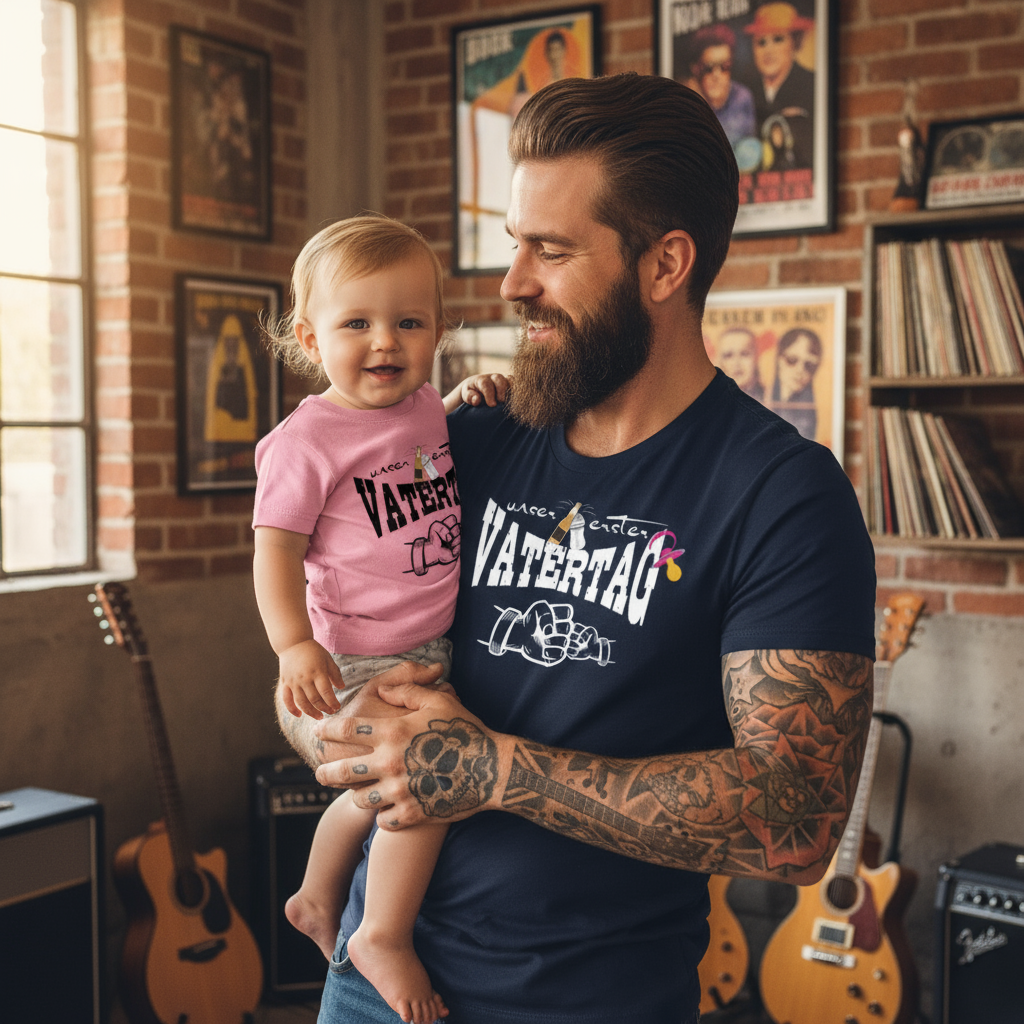 Baby-Mädchen mit Rocker-Papa