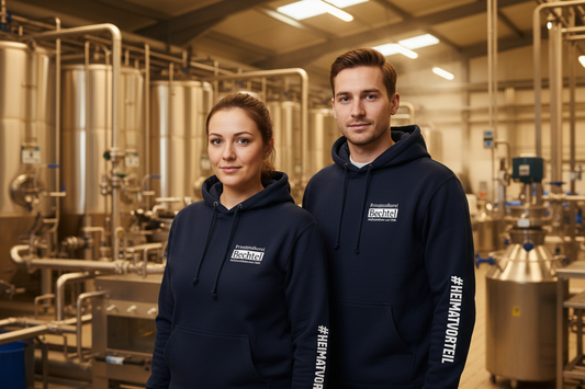 Bechtel Hoodie – Frau und Mann in Molkerei