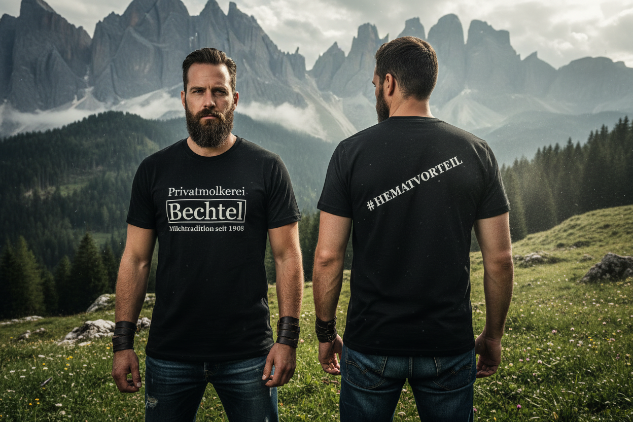 Bechtel T-Shirt - Zwei Männer Vorder- und Rückseite Bayern