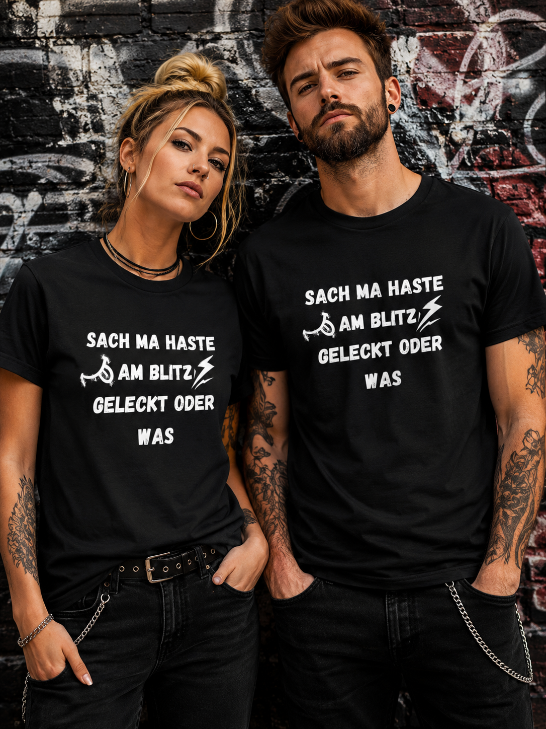 Sach ma haste am Blitz geleckt oder was? | Lustiges Sprüche Unisex T-Shirt