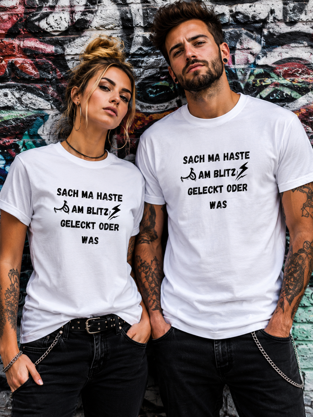 Sach ma haste am Blitz geleckt oder was? | Lustiges Sprüche Unisex T-Shirt