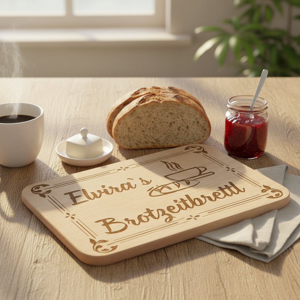 Frühstücksbrettchen mit Brot und Marmelade
