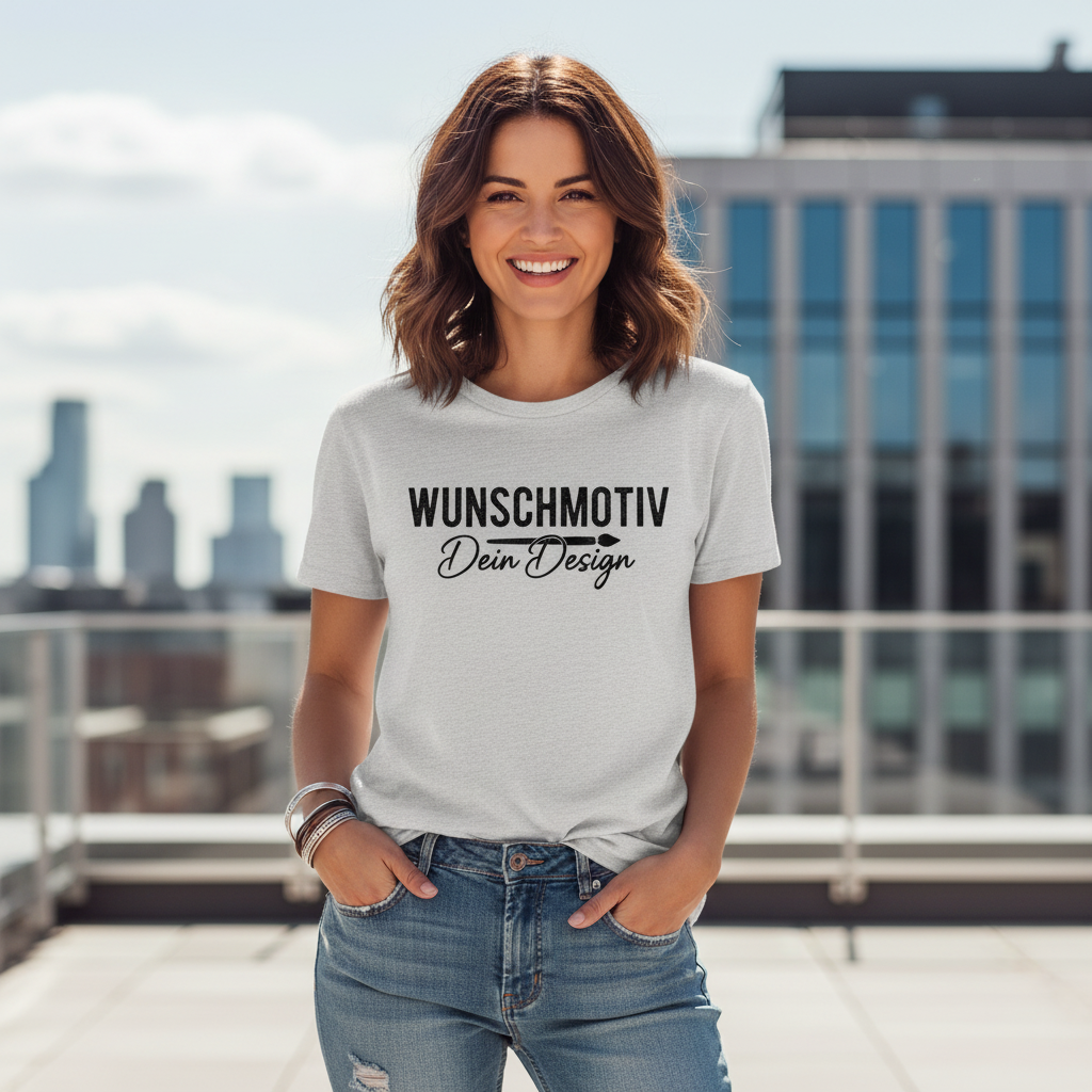 Frau mit Wunschmotiv T-Shirt