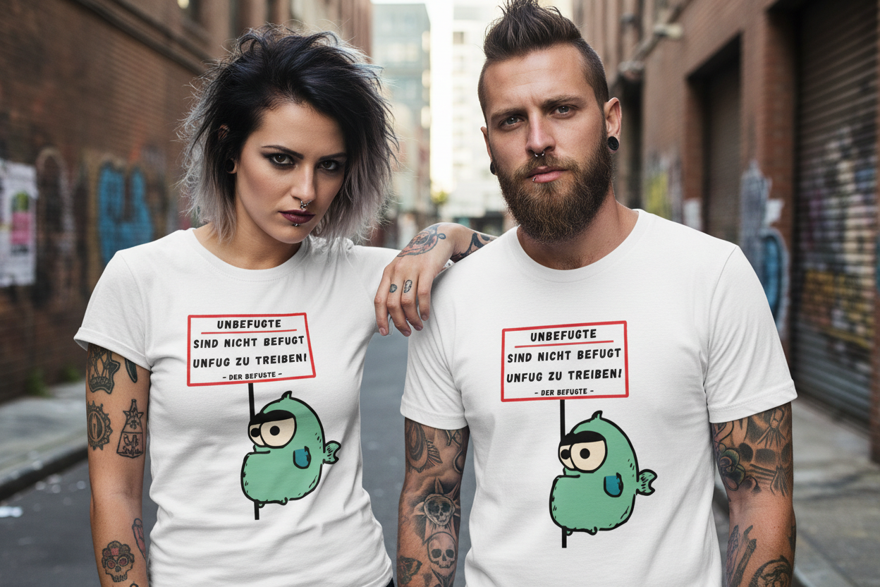 Frau und Mann im Rocker-Style mit T-Shirt
