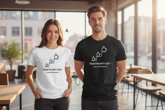 Frau und Mann mit T-Shirts