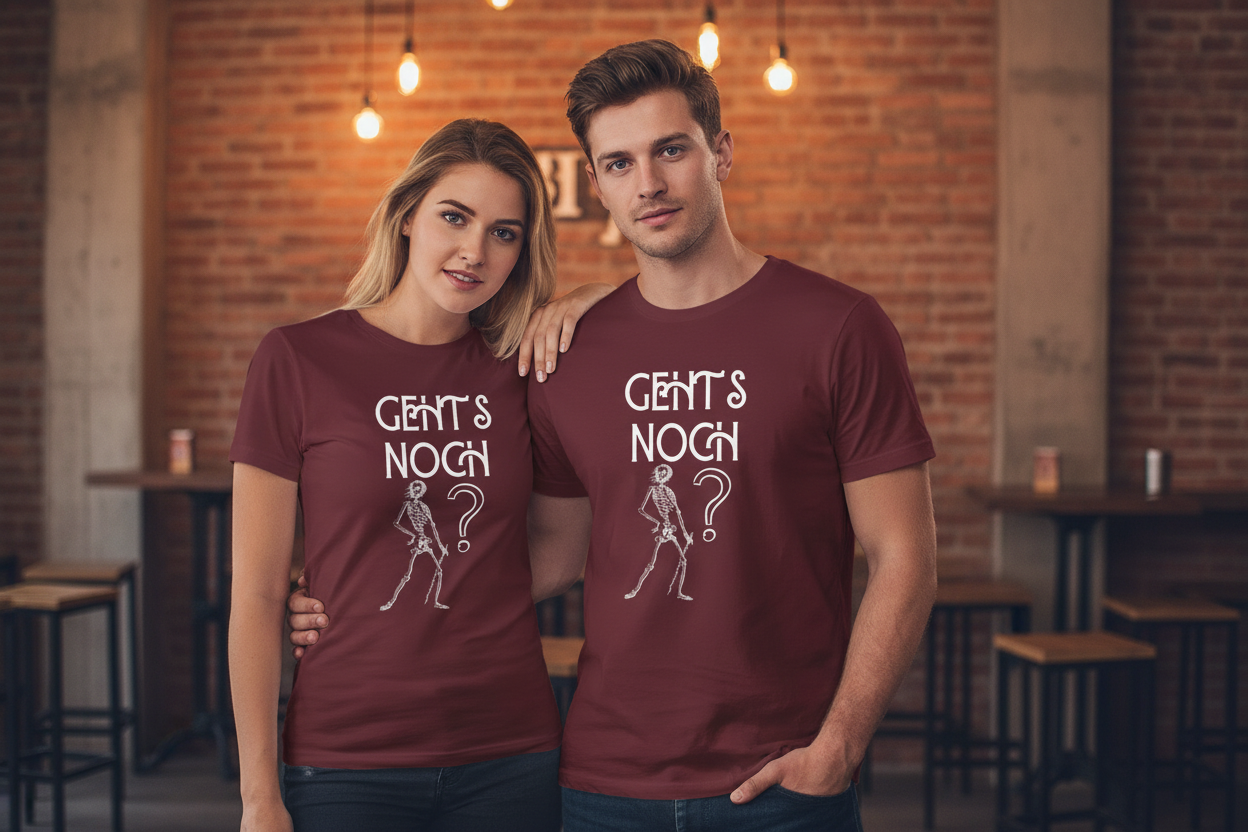 Geht's noch? Burgundy T-Shirt Lifestyle Photo
