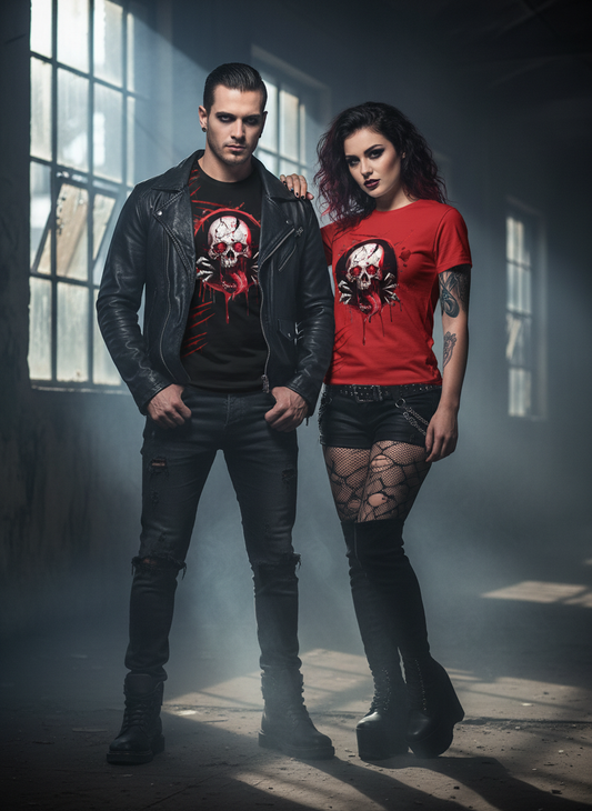 Gothic Pärchen mit Skull T-Shirts