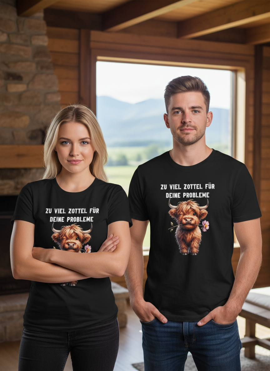 Highland Kuh T-Shirt Produktbild - Zu viel Zottel für Deine Probleme!
