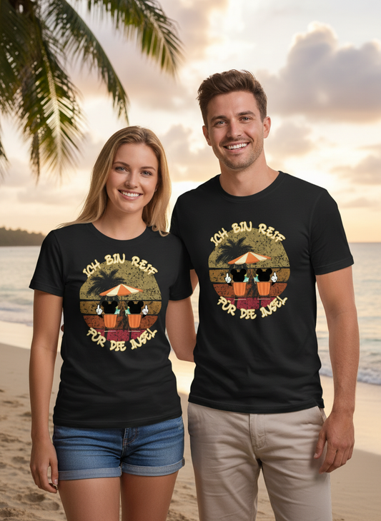 Ich bin reif für die Insel T-Shirt Lifestyle Foto schwarz