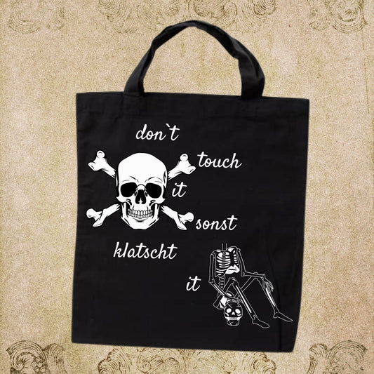 🛍️ Beutel 38x42cm mit kurzen Henkel - Don't touch it sonst klatscht it! 😤✋