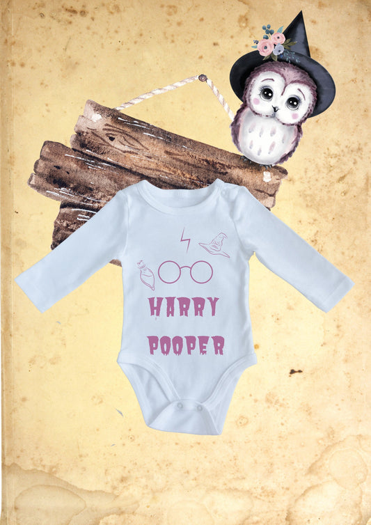 👶 Baby Body Langarm Harry Pooper ✨ Personalisierbar mit Namen 🧙‍♂️