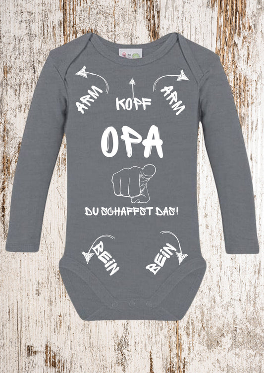 👴 Baby Body 'Opa Du schaffst das!' - Süße Motivation für Großväter 👶