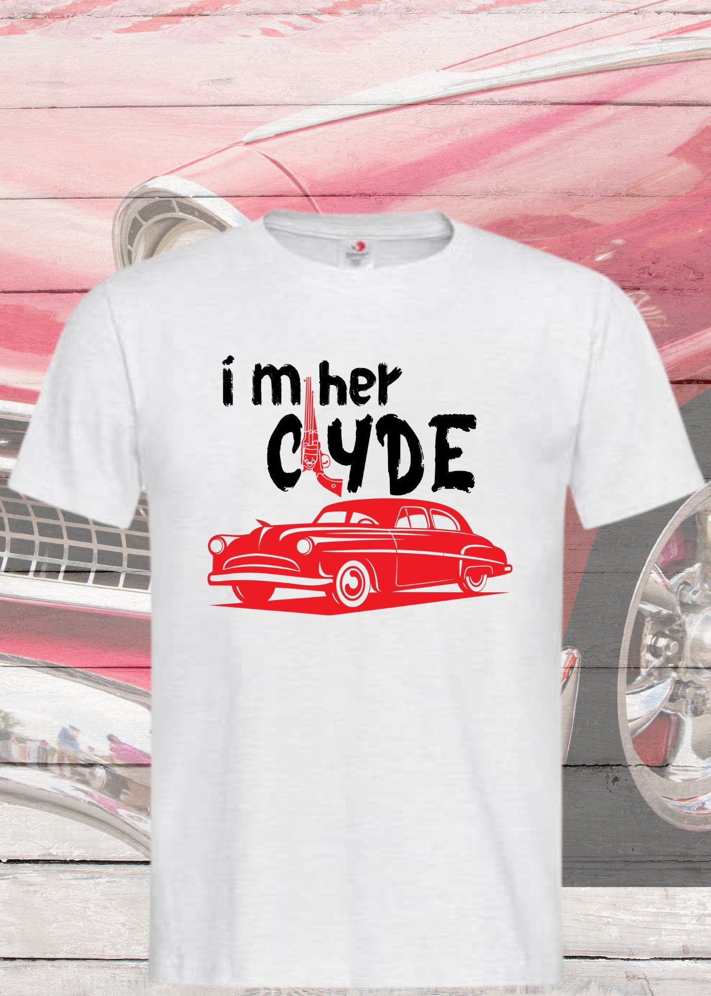 💕 Herren T-Shirt I'm her Clyde 👫 Bonnie und Clyde Geschenkidee 🎁 Witziges T-Shirt mit Spruch 😂 Lustiges Pärchen T-Shirt Unisex 💑