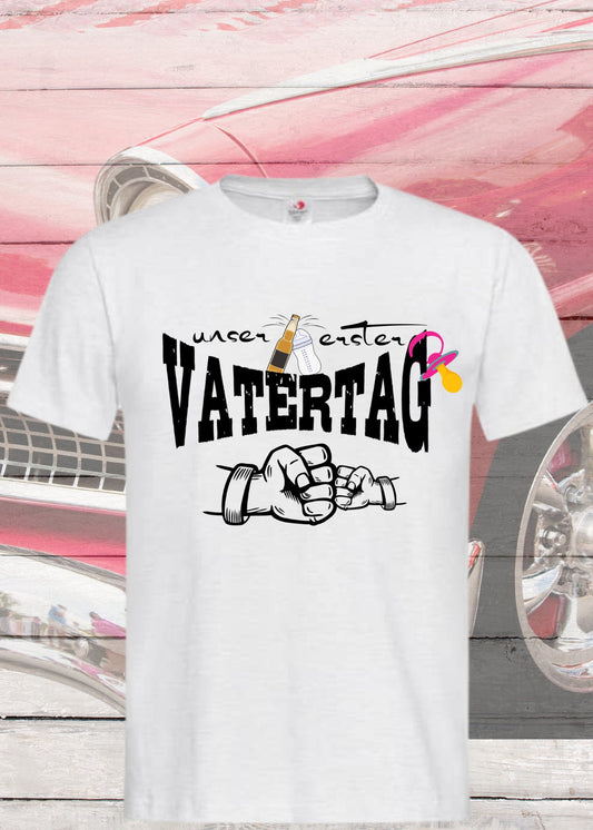 👨‍👧 Herren T-Shirt für Papas mit Mädels 💕 Unser erster Vatertag Partnerschirt 👶 Vater Tochter T-Shirt Geschenkidee 🎁 Witziges Papa T-Shirt 😄