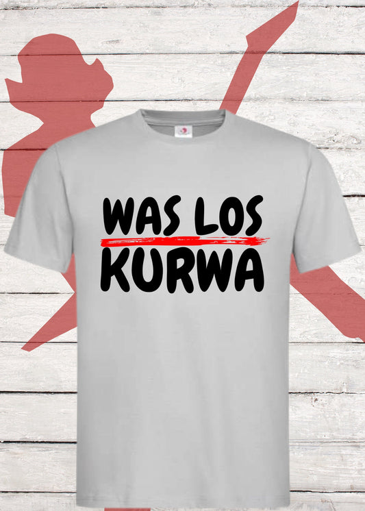 😂 Unisex T-Shirt 'Was los Kurwa' - Witziger Slang-Spruch 🇵🇱