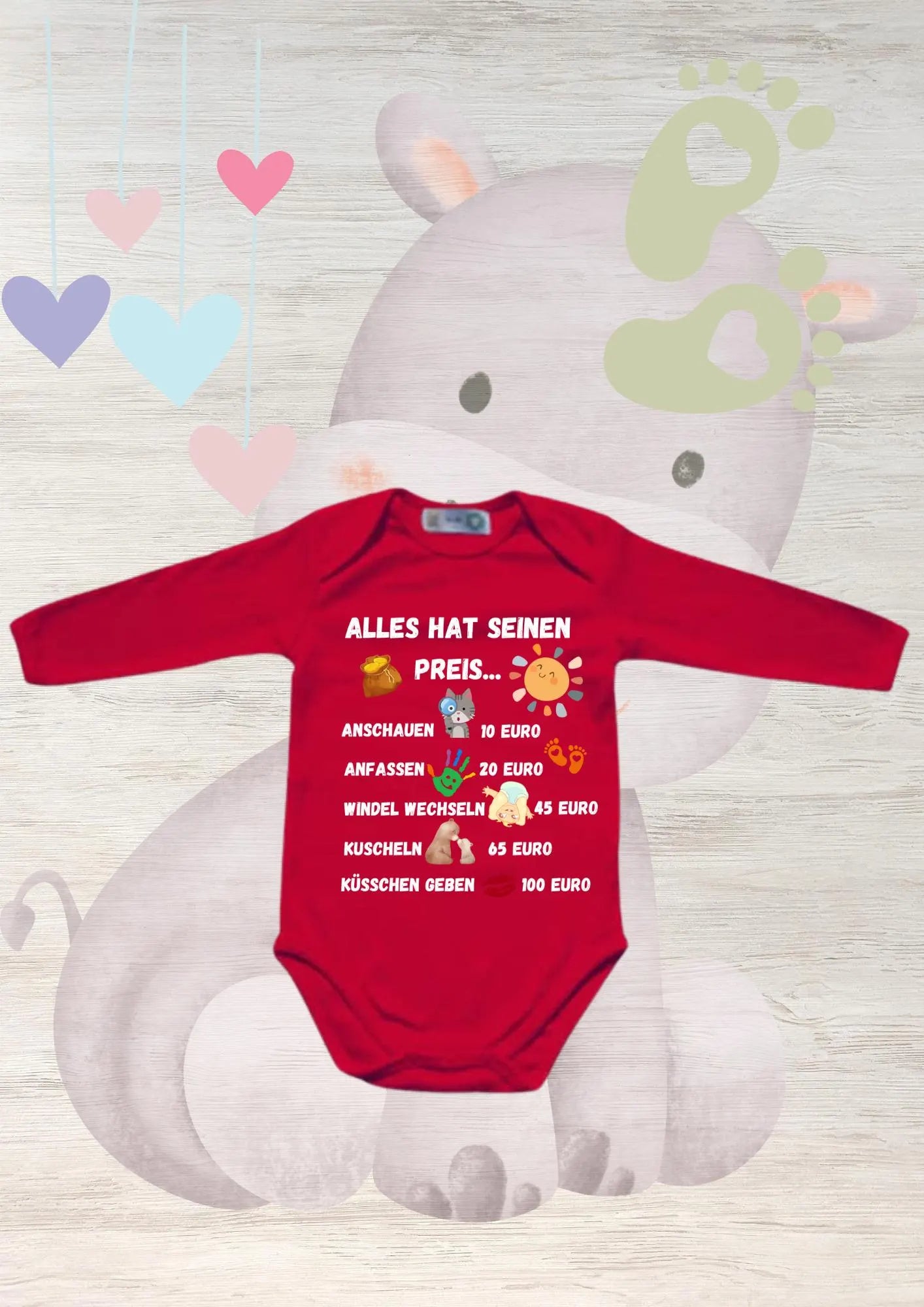 👶 Baby Body Langarm 'Alles hat seinen Preis' - Lustiger Spruch Geschenk zur Geburt! 💝✨