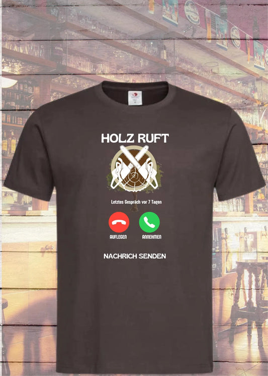🌲📱 Lustiges Unisex T-Shirt - Holz Ruft Smartphone Call - Natur vs. Technik 😄