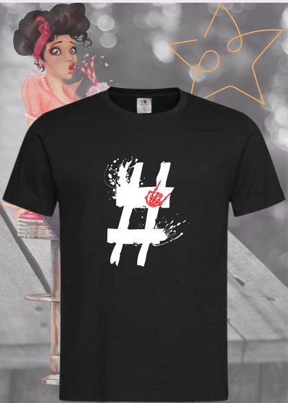 Hashtag Unisex T-Shirt in Black Opal.