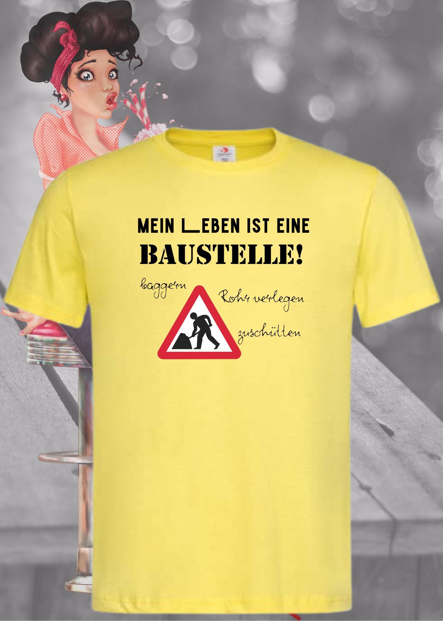 🚧 Herren T-Shirt Mein Leben ist eine Baustelle: baggern, rohr verlegen, zuschütten 🏗️ Geschenkidee T-Shirt 🎁 Lustige Sprüche 😂 Witziges T-Shirt 👷‍♂️