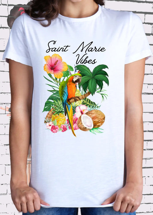 Damen T-Shirt Saint Marie Vibes 🏝️ Urlaub Shirt mit Spruch ✈️