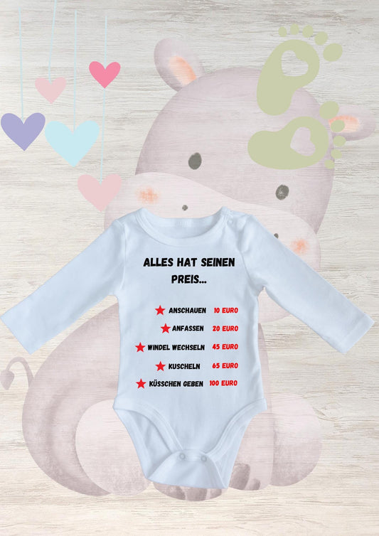 👶 Baby Body 'Alles hat seinen Preis' 💰 Geschenkidee Geburt Babystrampler 🎁