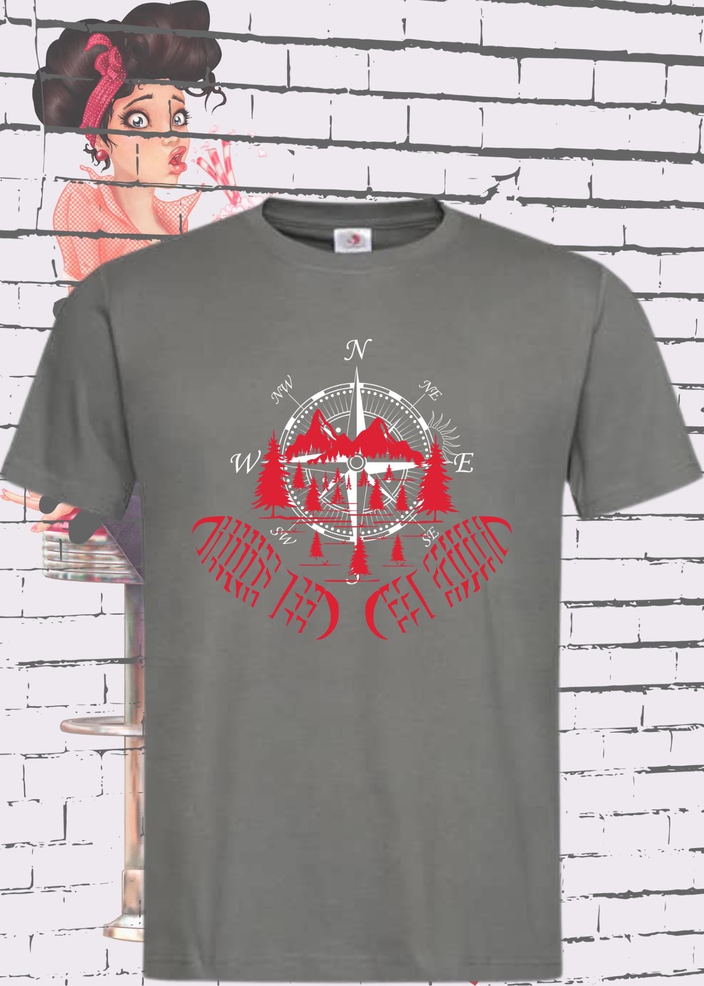 Unisex T-Shirt - Kompass, Berge und Wandern! Outdoor Adventure Shirt