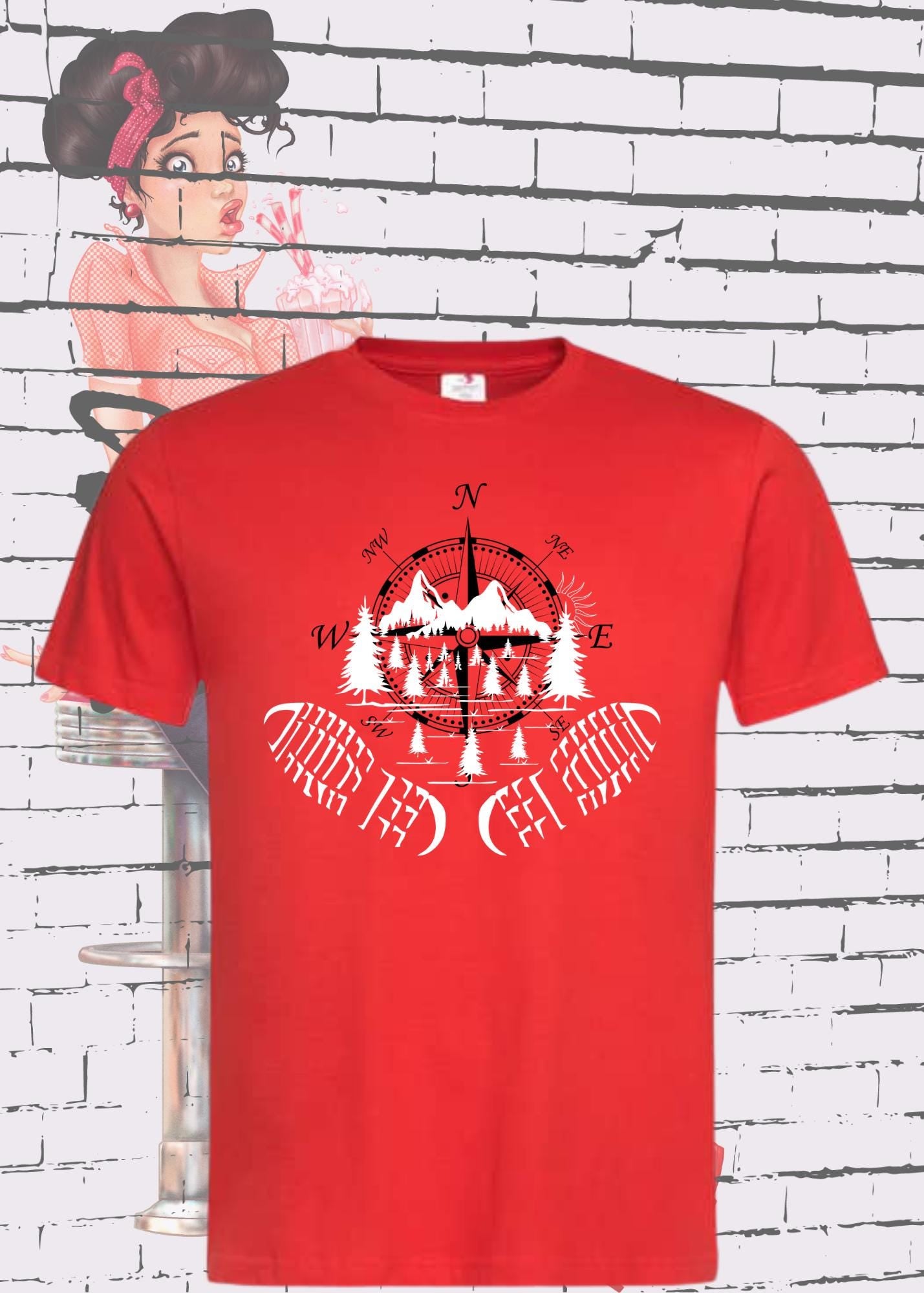 Unisex T-Shirt - Kompass, Berge und Wandern! Outdoor Adventure Shirt