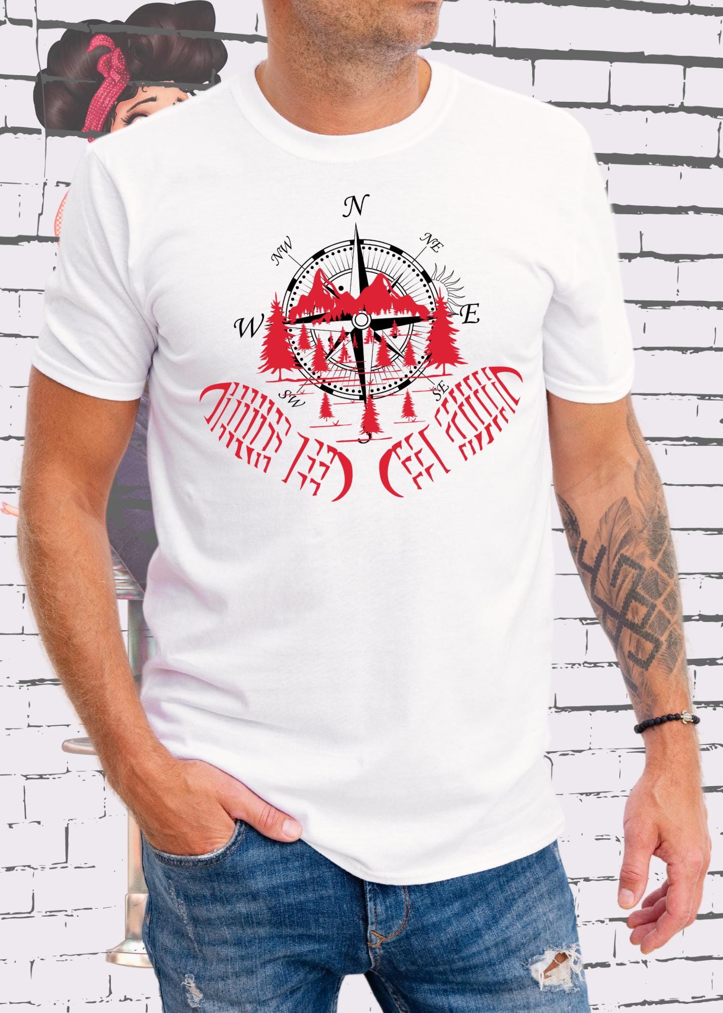 Unisex T-Shirt - Kompass, Berge und Wandern! Outdoor Adventure Shirt