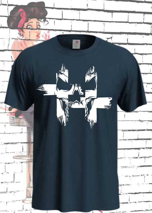 💀 T-Shirt Kreuz Skull Totenkopf ⚡ Gothic Geschenkidee Rock Metal Style