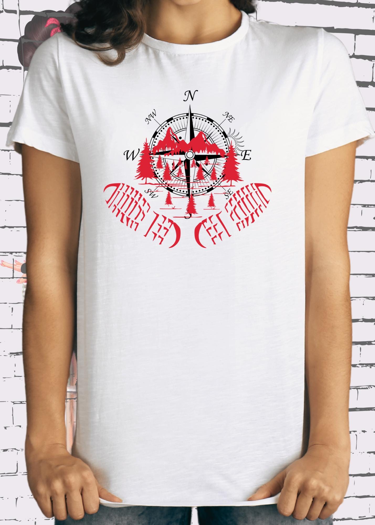 Unisex T-Shirt - Kompass, Berge und Wandern! Outdoor Adventure Shirt