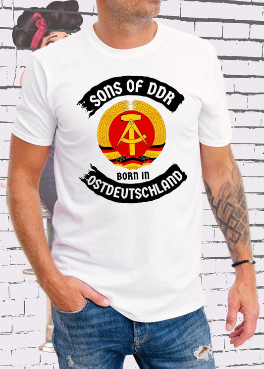 🇩🇪 Unisex T-Shirt 'Sons Of DDR - Born In Ostdeutschland' ⭐ Nostalgie Shirt