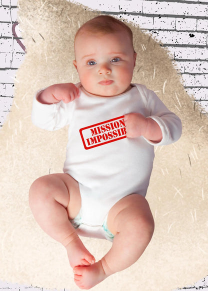 Baby Body Langarm Mission Impossible | Lustiger Agenten Babybody | Geschenk zur Geburt