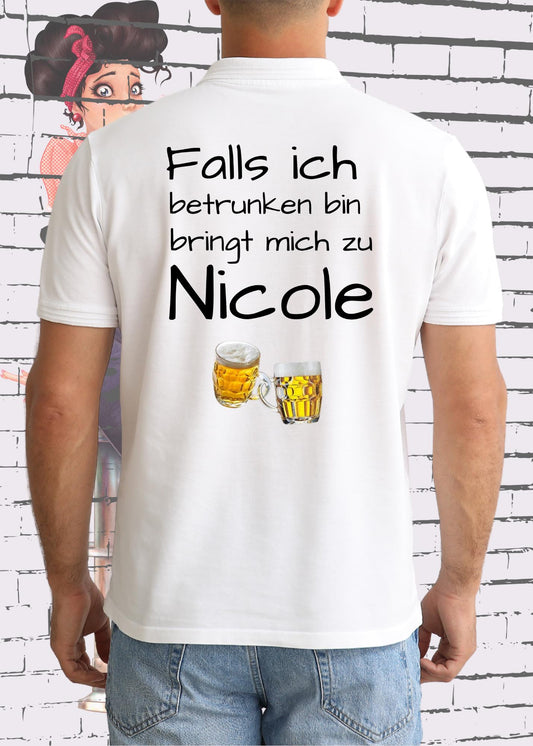 🍺 Herren T-Shirt Partnershirt 'Falls ich betrunken bin, bringt mich zu (Name)' - Personalisierbar - Wiesn Geschenk