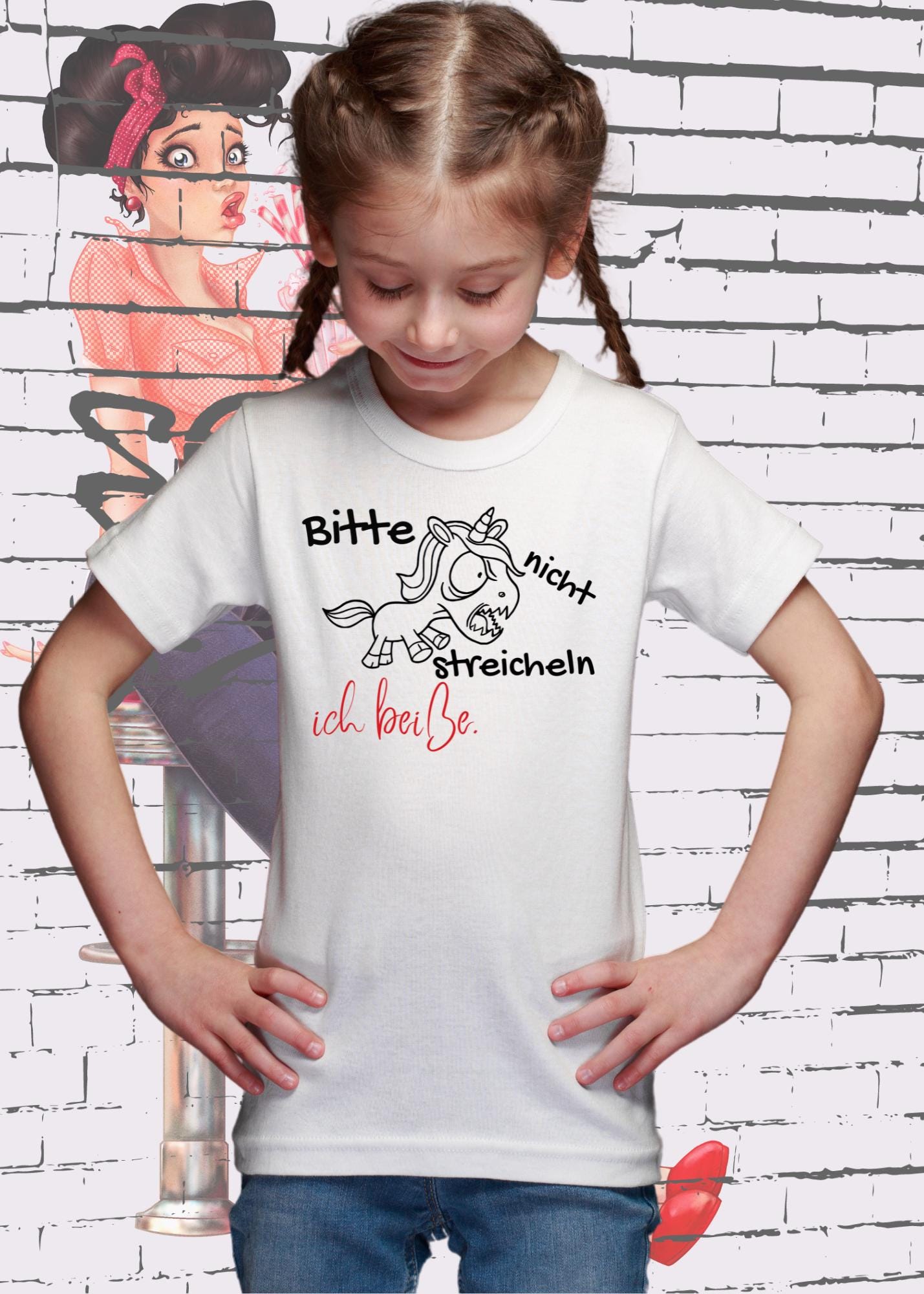 Kinder T-Shirt Einhorn bitte nicht streicheln, ich beiße Witziges Kids T-Shirt Geschenkidee