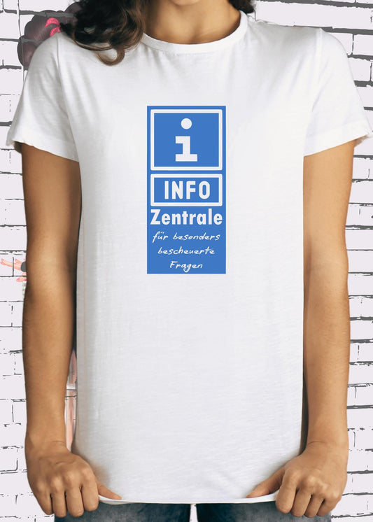 👕 'Info Zentrale für bescheuerte Fragen' - Sarkastisches Leidgeprüften Unisex T-Shirt 🙄