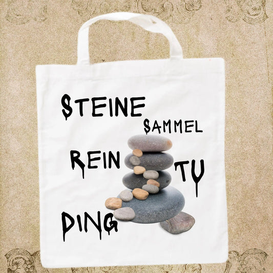🪨 Steine Sammel Rein Tu Ding! - Baumwolltasche für Steinesammler 38x42cm ✨